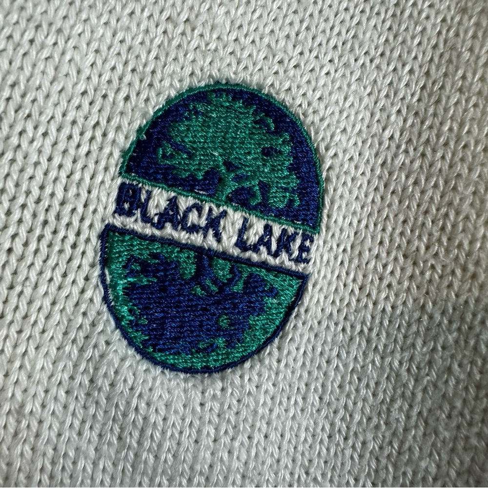 Vintage IZOD Club Black Lake Golf V Neck Stripe Diamond Sweater FLAWED R… - Picture 7 of 14